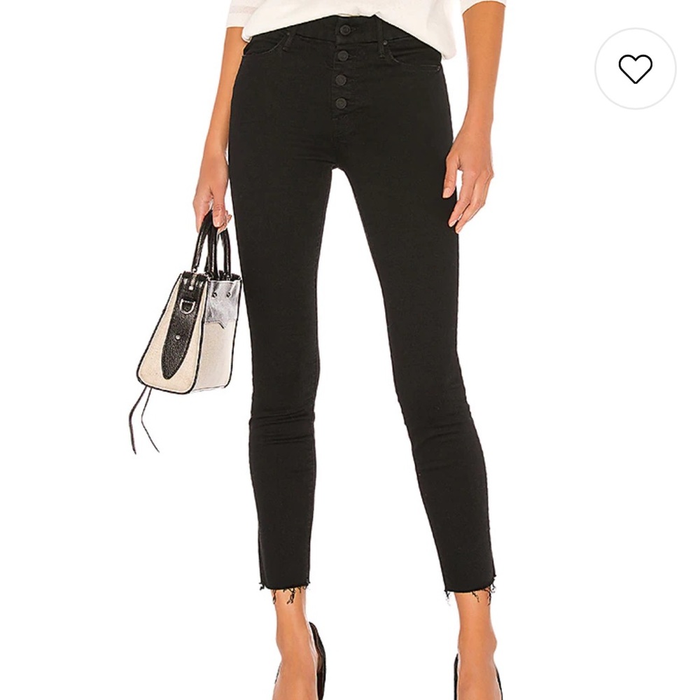 MOTHER Pixie Ankle Fray Jeans Black Not Guilty